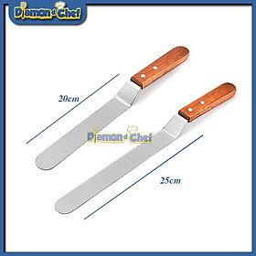 Dao phết kem chà láng bánh lưỡi cong tay cầm gỗ 20cm-25cm