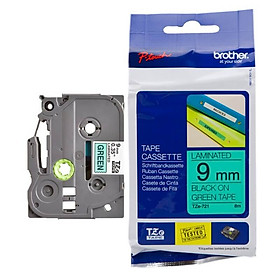 Mua Nhãn tiêu chuẩn Brother TZe-721  (9mm x 8m - Chữ đen trên nền xanh lá  chống thấm nước) - Hàng chính hãng