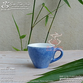 Ly tách sứ uống cafe espresso 70ml men vân đá màu xanh Coban gốm sứ Bát Tràng cao cấp