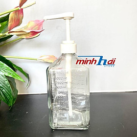 Mua Chai / Bình đựng nước đường  siro  nước sốt KÈM VÒI PUMP nhựa PP. Chất liệu thủy tinh trong suốt   dung tích 1100ml .