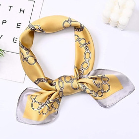 Khăn turban lụa vuông cao cấp choàng cổ size 70x70cm thanh lịch đa năng dùng làm áo yếm in hình dây xích