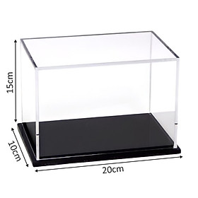Hộp mica Enter BOX105 10x20x15cm mica dày 2mm, đế đen 5mmx2 chữ nhật nằm, Hộp trưng bày mô hình, Hộp mica trong chống bụi