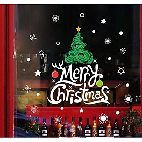 Decal trang trí noel cây thông chữ giáng sinh