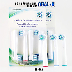 Bộ 4 đầu bàn chải đánh răng điện cross action cho răng sáng bóng thay thế cho máy Braun Oral B