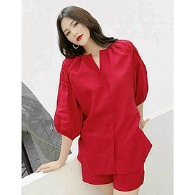 Sét Bộ Đồ Nữ Áo Tay Lỡ Phồng Rộng Bo Chun Quần Short đơn giản nhẹ nhàng GKM