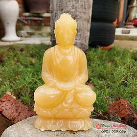 Tượng Phật Thích Ca đá ngọc hoàng long 15cm - đá Non Nước