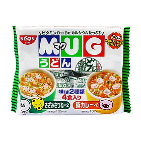 Mì ăn dặm cho trẻ trên 1 tuổi Nissin MUG Cup Noodle 96g (4 Gói nhỏ bên trong, 2 hương vị) - Nhập khẩu Nhật Bản