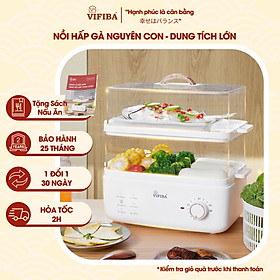 Nồi Hấp Điện 2 Tầng Đa Năng Hàng Chính Hãng VIFIBA, Thể tích 21L - Dung Tích 10L - Hấp Gà Nguyên Con, Công Suất Lớn, Chức Năng Hẹn Giờ Thông Minh - Nồi Hấp