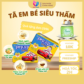 Combo 4 gói Tã/Bỉm Quần Em Bé Pep.up Cottony 3D Gói Trung Siêu Mềm Mại, Siêu Khô Thoáng, Kháng Khuẩn Size S/M/L/XL