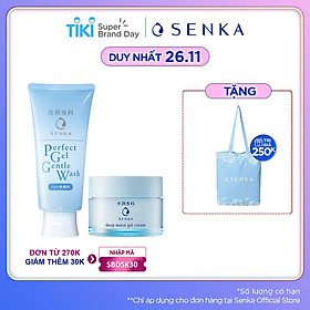 Bộ sữa rửa mặt dạng gel dịu nhẹ và Kem Dưỡng Cấp Ẩm Chuyên Sâu Senka (Senka Perfect Gel Gentle Wash và Senka Deep Moist Gel Cream 50G)