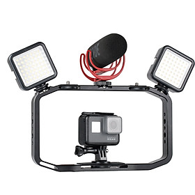 Handheld Video Rig for DSLR Camera Phone Gopro Vertical Shooting Phone Cage for Canon Nikon iPhone Xs Max X 8 7 Gopro 5 6 7
