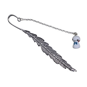 Bookmark Kẹp Sách Lông Vũ Kim Loại Phối Charm Búp Bê Cầu Mưa