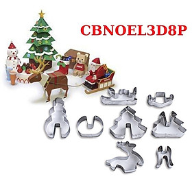 Khuôn Bánh Quy Gừng 3D Cookies Bộ 8 Khuôn Nhấn Cookie Cutter Giáng Sinh NOEL - CBNOEL3D8P