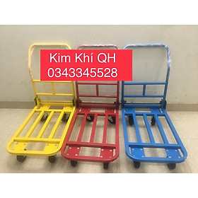 Mua Xe đẩy Hàng 4 bánh   xe kéo hàng  khung sắt hộp Tải Trọng Lớn 300kg kích thước sàn 50x80cm
