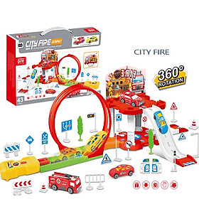 Bộ lắp ráp đường đua xe ô tô City Fire, Đồ chơi ô tô City Fire, Bộ đồ chơi ô tô lắp ráp đường giao thông