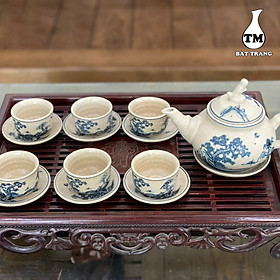 Mua Bộ Ấm Chén Men Rạn Họa Tiết Vẽ Tùng Chùa – 500ML Xưởng Gốm TM Bát Tràng