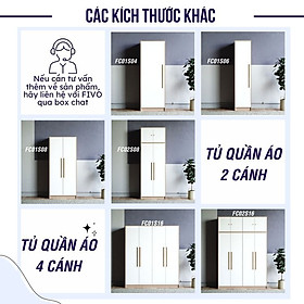 Tủ Đựng Quần Áo Gỗ MDF Lõi Xanh Chống Ẩm Dày 17mm FIVO FC01 Cửa Mở 3 Cánh Ngang 1m2 Phong Cách Hàn Quốc Dễ Dàng Lắp Ráp - Chính Hãng