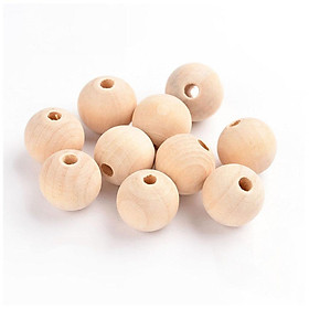 50pcs Craft Wooden Round Loose Spacer Beads Jewelry Making DIY - 18mm