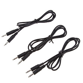 3Pcs 3.5mm Male to Male Mono Jack Headphone Audio Lead Cable Wire 1M Black