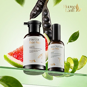 COMBO 2 sản phẩm Dầu gội thảo mộc Hương Lành 300ml và Tinh chất bưởi thảo mộc Hương Lành 100ml  DẦU GỘI hỗ trợ kích mọc tóc, giảm gãy rụng và sạch gàu hiệu quả TINH CHẤT XỊT TÓC GIẢM GÃY RỤNG, KÍCH THÍCH MỌC TÓC, NUÔI DƯỠNG DA ĐẦU