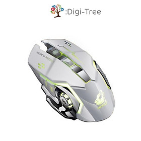 Mua Chuột Chơi Game Sạc Không Dây Wolf X8 Click Cực Êm  6 Phím Chức Năng Chơi Game Có Đèn Led (Bluetooth + Sạc) - Màu xám