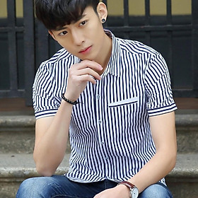 Áo Sơ Mi Nam Ngắn Tay Phối Kẻ Sọc Mẫu RF03 Thời Trang Cao Cấp PONIVA Chất Vải Mềm Mịn Chuẩn Shop