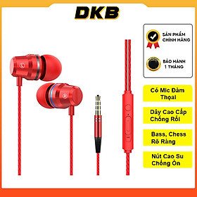 Tai Nghe Nhét Tai Có Dây DKB, Bản Nâng Cấp Chất Lượng Cao, Âm Thanh 360 Chân Thực, Có Mic Đàm Thoại, Và Thanh Chỉnh Âm Lượng - Hàng Chính Hãng