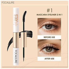 Hình ảnh Mascara Kiêm Bút Kẻ Mắt / Chuốt Mi Dạng Sợi Focallure 2 Trong 1 Chống Thấm Nước Lâu Trôi 28g - #1 Mascara & kẻ mắt 2 trong 1 