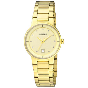 Đồng Hồ Nữ Citizen Đính Đá Swarovski Dây Thép Không Gỉ EU6012-58P - Mặt Vàng