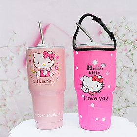 Ly giữ nhiệt inox 900ml, tặng kèm trọn bộ phụ kiện gồm 2 ống hút, cọ rửa và túi vải