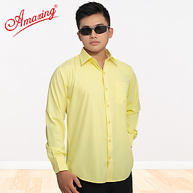 Áo sơ mi nam vạt bầu, tay dài trơn Amazing, form truyền thống, vải KT sợi tre, nhiều màu, size đại tới 110kg
