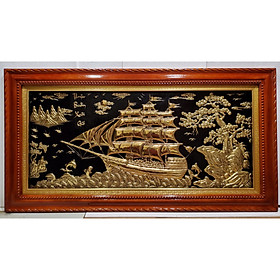 Mua Thuận buồm xuôi gió – Tranh đồng mạ vàng 24k khung gỗ dổi -A114g