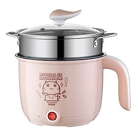 Ca Mì 18cm Có Giá Hấp Inox Cooking Pot, Ca Điện Nấu Mì Đa Năng, Có Giá Hấp Tiện Dụng, Lõi Inox Chống Dính An Toàn, Vung Thủy Tinh Chất Liệu Tốt