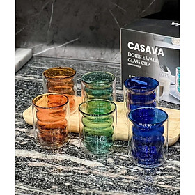 Set 6 cốc màu 2 lớp cách nhiệt Casava PODIUM 250ml Hàng chính hãng