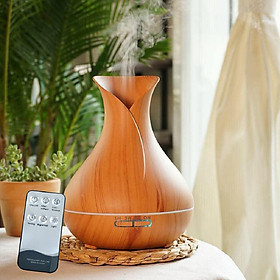 Máy Xông Tinh Dầu Vân Gỗ 550ML Chuyên Dụng Cho Phòng Lớn Có Remote Điều Khiển Từ Xa Kèm Đèn LED Thay Đổi Màu Cực Đẹp