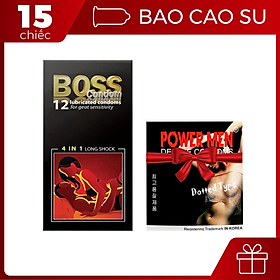 Bao Cao Su Boss 4in1 12s Siêu gai li ti + Bao Cao Su Powermen Dotted 3s