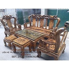 Bộ bàn ghế quốc đào tay 10 gỗ tràm vân