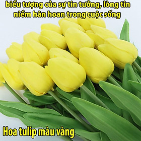 Hoa Tulip decor để bàn, trang trí nhà cửa, Tulip giả Cao Su Non cao cấp, Hoa Tuy lip hồng, vàng, trắng, đỏ chụp hình đẹp