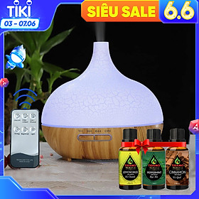 Combo Máy Xông Tinh Dầu Cách Điệu Có Điều Khiển Từ Xa + Tinh Dầu Nguyên Chất TIDAMO (Tự Chọn) - Máy Khuếch Tán Tinh Dầu Giúp Thơm Phòng Thư Giãn, Đuổi Muỗi và Bảo Vệ Sức Khỏe