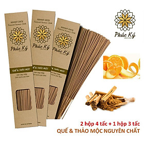 Mua 3 hộp Nhang Sạch QUẾ & THẢO MỘC ( 2 hộp 4 tấc + 1 hộp 3 tấc) / 200 cây 1 hộp
