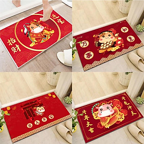 THẢM CHÙI CHÂN LÔNG MỊN HÌNH TRÂU CHO MÙA TẾT TÂN SỬU (40 x 60cm)