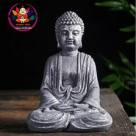 Tượng Đá Phật Thích Ca- Đá Xám - Trang Trí Hồ Thủy Sinh  - Cao 16.5 cm