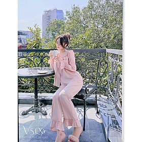 Bộ Mặc Nhà Pyjama Tiểu Thư Mẫu Mới Tay Dài Quần Dài