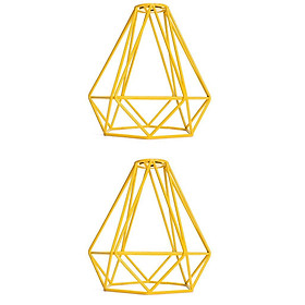 Pack of 2 Wire Diamond Loft Pendant Ceiling Light Cage Lamp Shade Yellow