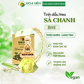 Tinh dầu treo Sả Chanh nguyên chất Hoa Nén 8ml- vegan - Khử mùi phòng vệ sinh, phòng bếp, chống say xe