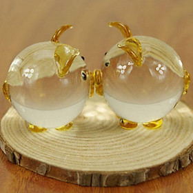 Combo 2 chú heo pha lê đường kính 4cm trang trí ý nghĩa