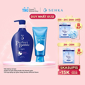 Bộ sữa tắm dưỡng ẩm Senka hương linh lan, hoa nhài và sữa rửa mặt tạo bọt