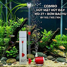 Bộ Bơm Baoyu BY102 BY103 BY104 Kèm Hút Mặt Đáy MD27 - Lọc Hồ Cá Hiệu Quả