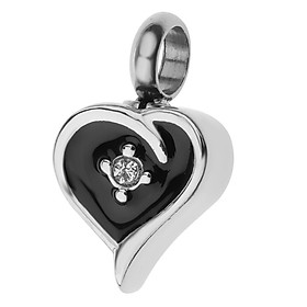 Enamel Stainless Steel Heart Pendant Urn Cremation Jewelry For  Black