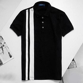 Áo Thun Nam Polo Phối Hai Sọc Thẳng Trắng 